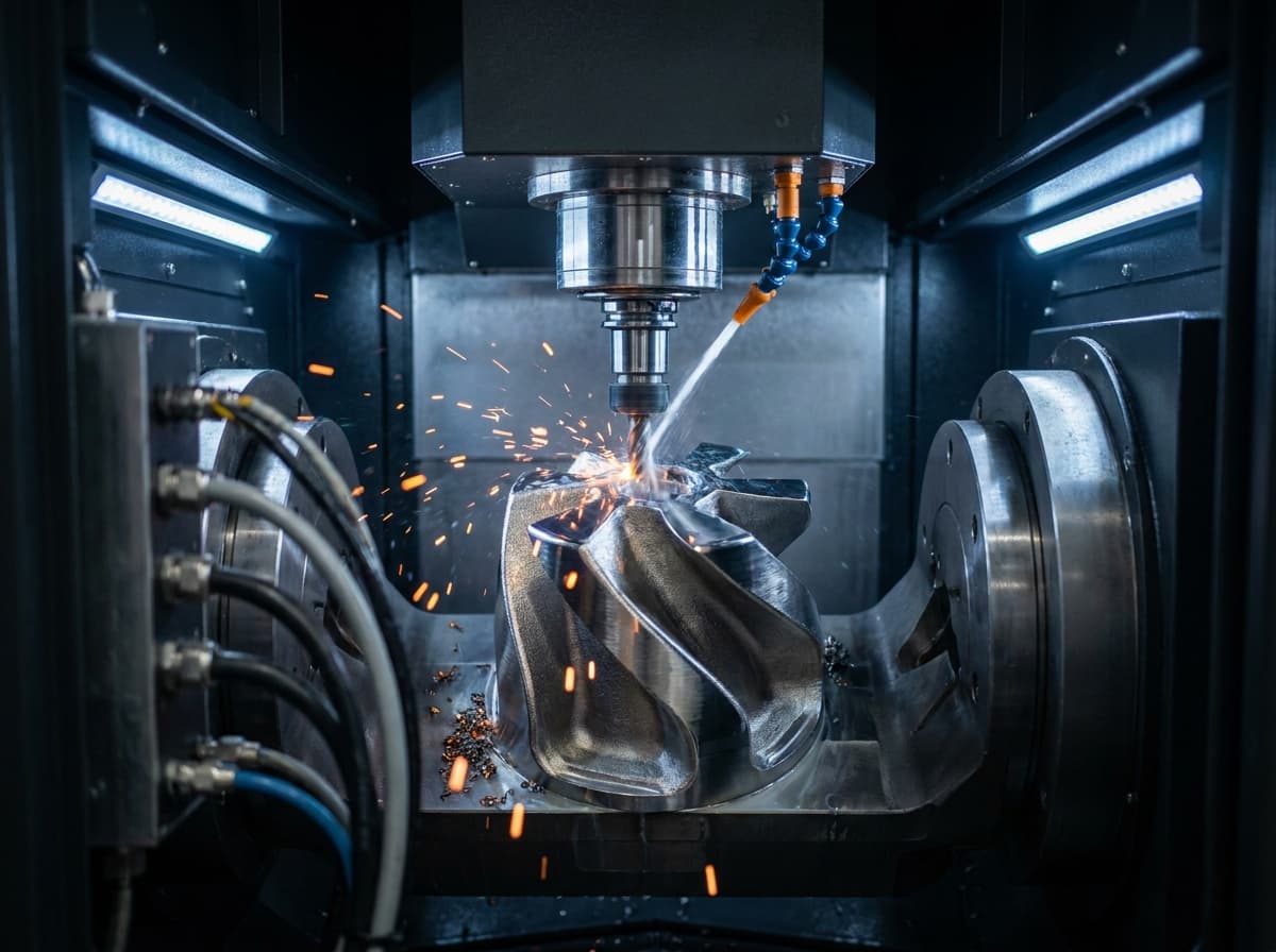 5-Achs-CNC-Nachbearbeitung eines additiv gefertigten Metallbauteils